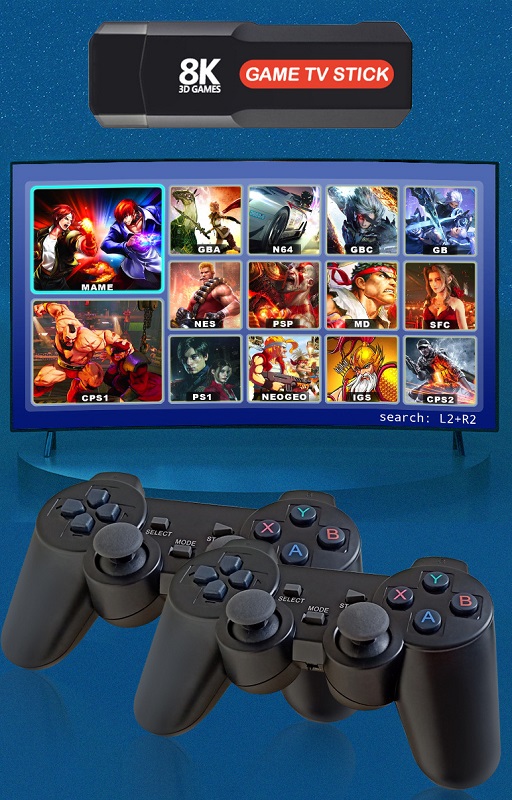Φορητή κονσόλα παιχνιδιών Stick & TV Box με 2 χειριστήρια – Q9 MAX – 812341