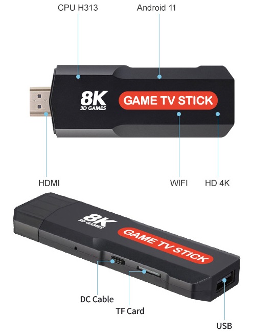 Φορητή κονσόλα παιχνιδιών Stick & TV Box με 2 χειριστήρια – Q9 MAX – 812341