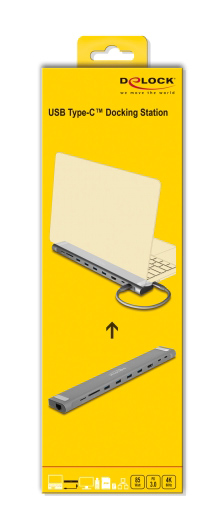 DELOCK docking station 87895, 9 θυρών, βάση laptop, 85W PD, 4K, γκρι