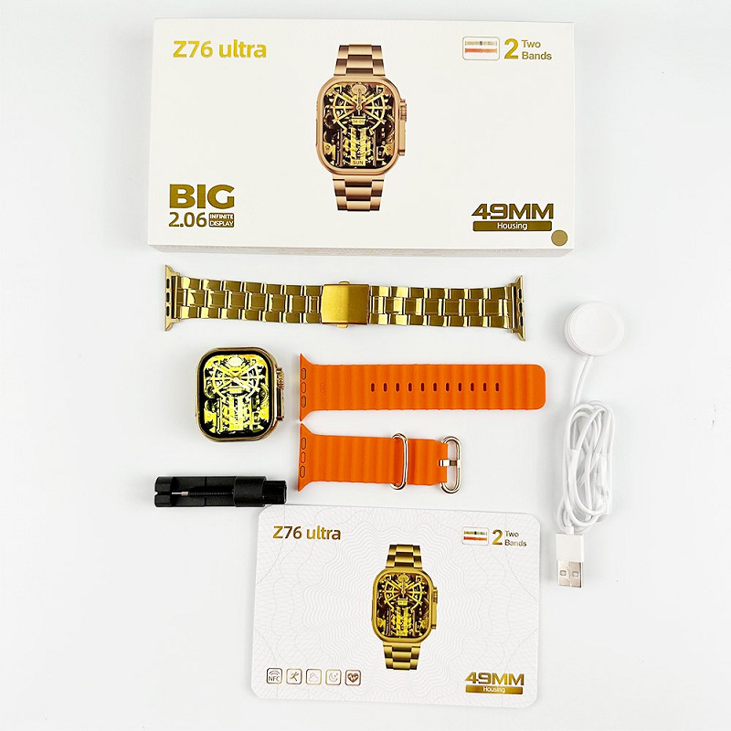 Σετ Smartwatch με 2 λουράκια – Z76 Ultra – 880020 – Gold/Orange