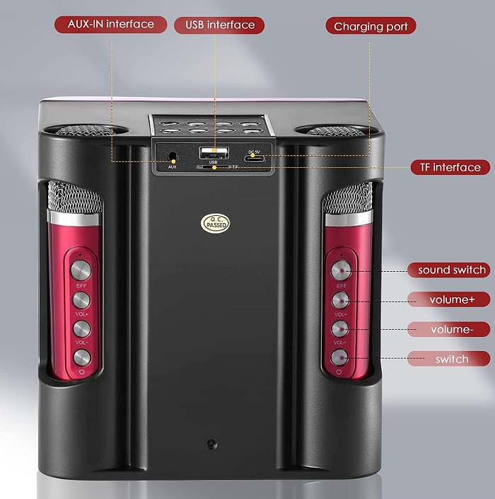 Ασύρματο ηχείο Bluetooth με 2 μικρόφωνα Karaoke – YS-207 – 887196 – Black