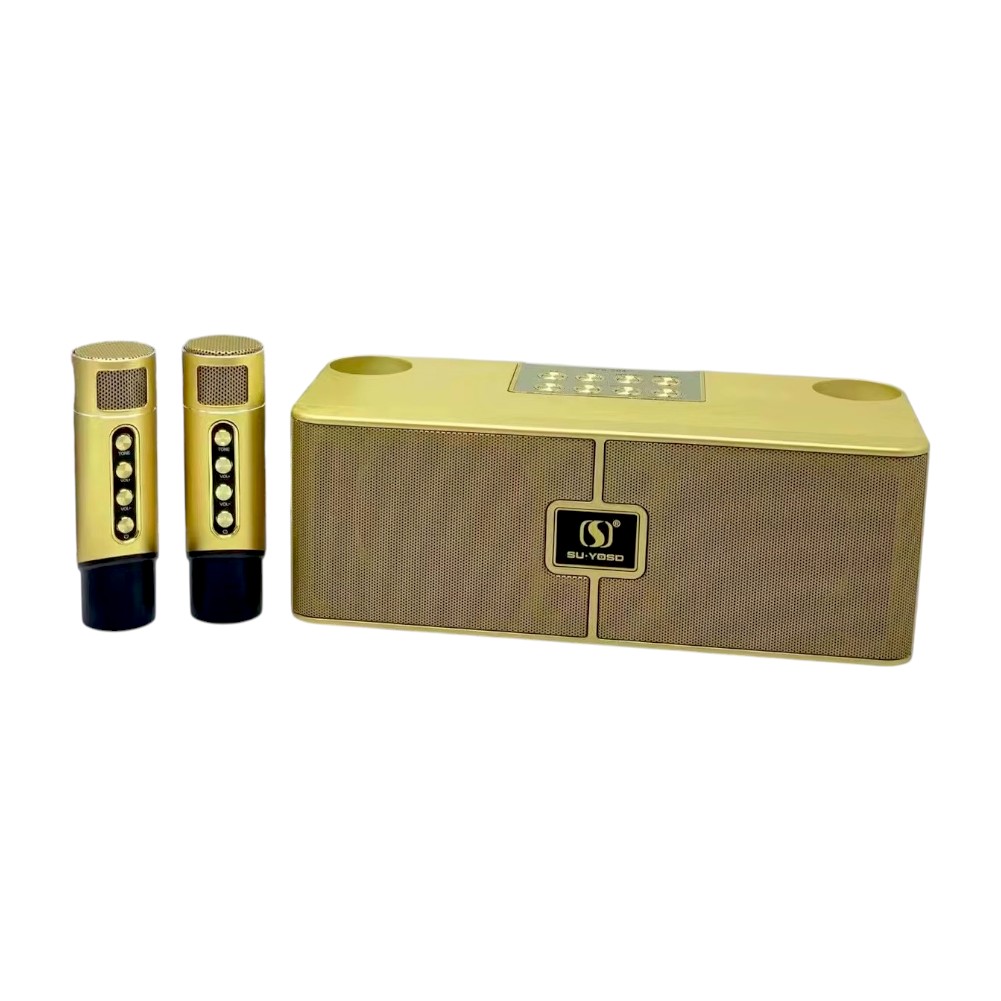 Ασύρματο ηχείο Bluetooth με 2 μικρόφωνα Karaoke – YS-204 – 887202 – Gold