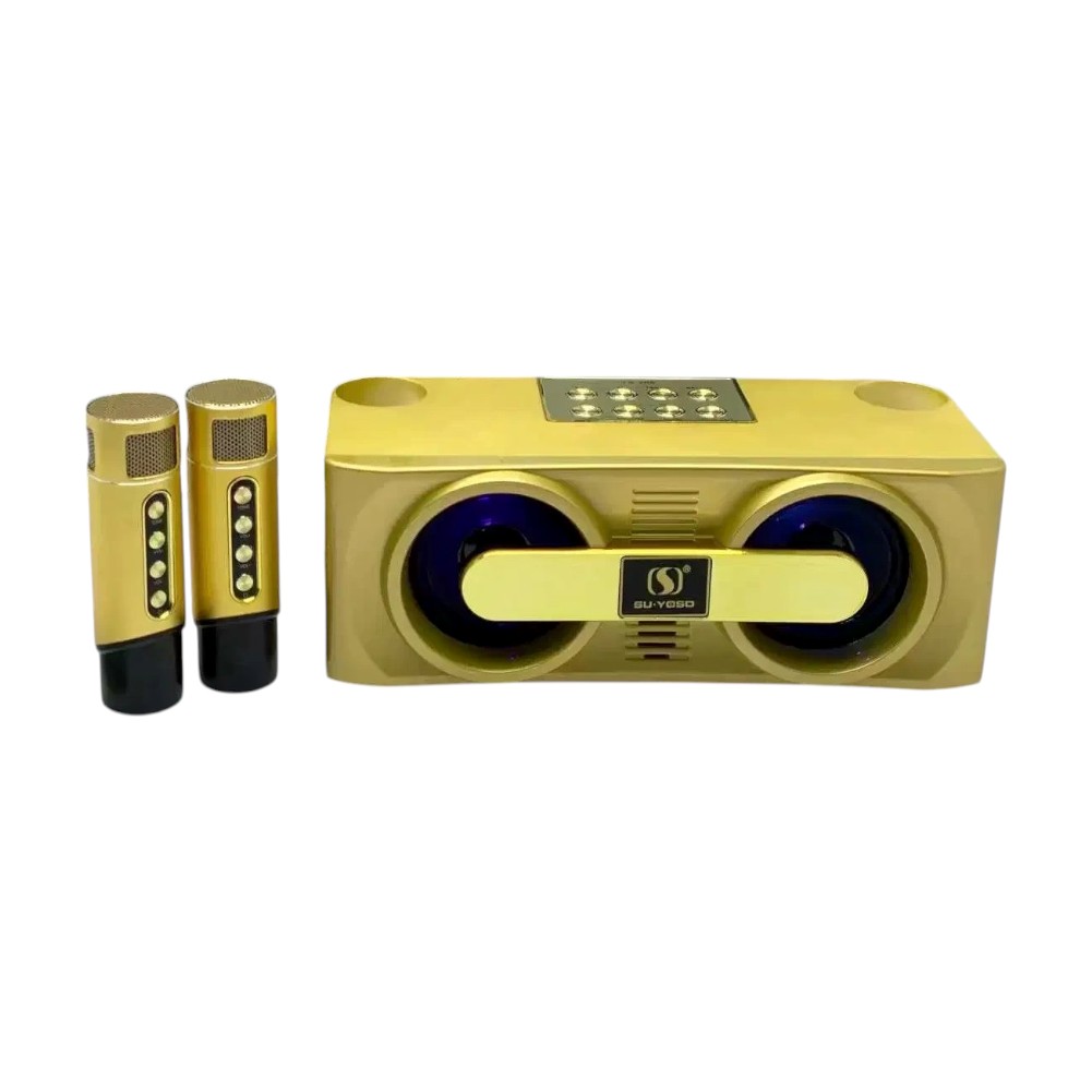 Ασύρματο ηχείο Bluetooth με 2 μικρόφωνα Karaoke – YS-205 – 887226 – Gold