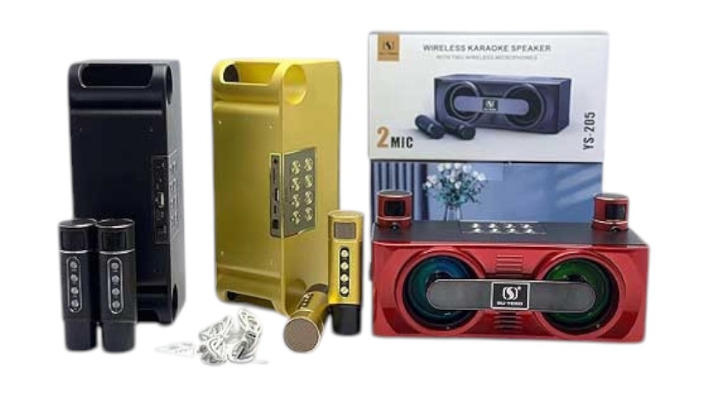 Ασύρματο ηχείο Bluetooth με 2 μικρόφωνα Karaoke – YS-205 – 887226 – Gold