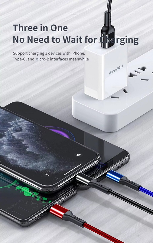 Καλώδιο φόρτισης & data 3in1 – Fast Charge – CL-971 – 1.2m – AWEI – 022170