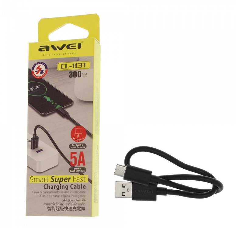 Καλώδιο φόρτισης & data – Type-C – CL-113T – Fast Charge – 5A – AWEI – 887936