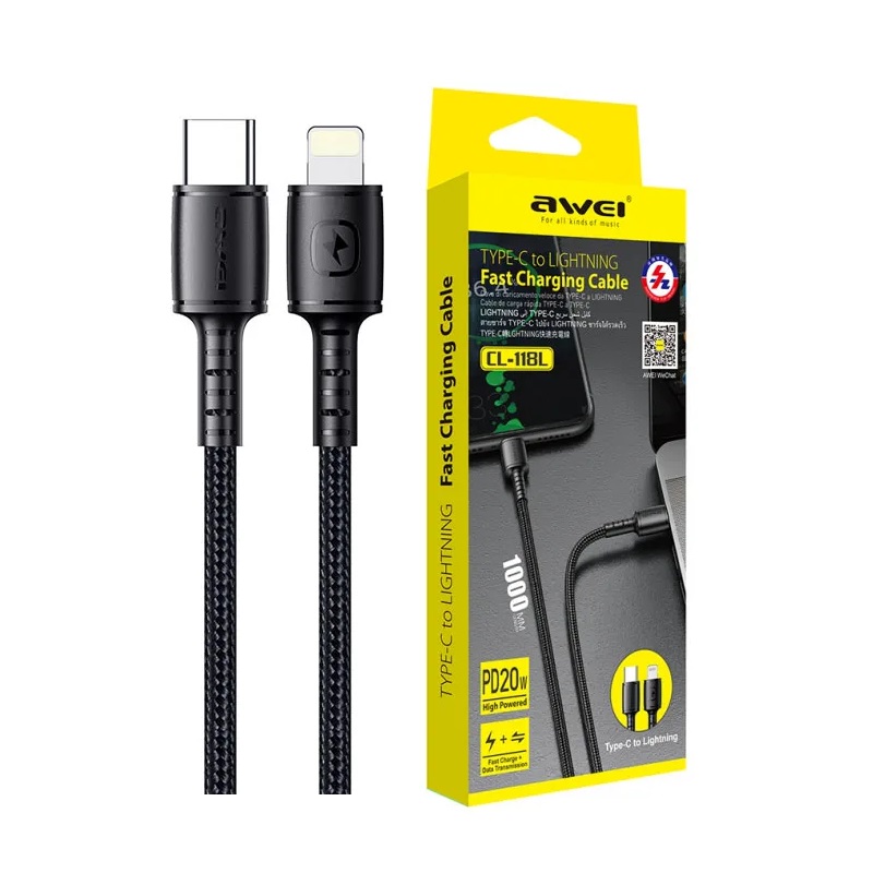 Καλώδιο φόρτισης & data – Type-C σε Lightning – CL-118L – 20W – AWEI – 887950