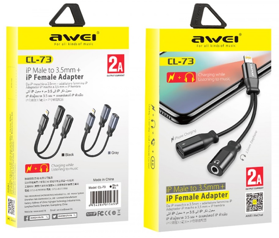 Αντάπτορας Lightning male σε Jack 3.5mm/Lightning female – CL-73 – AWEI – 888148