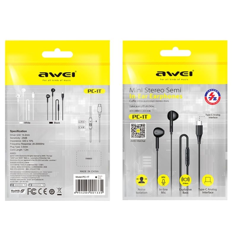 Ενσύρματα ακουστικά – PC-1T – Type-C – AWEI – 889077