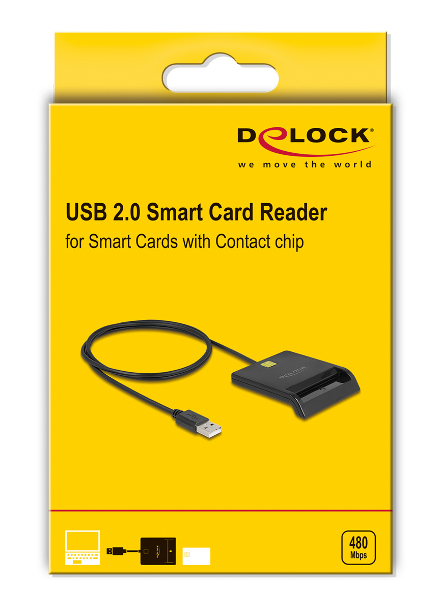 DELOCK card reader 91724 για smart card, USB σύνδεση, 480Mbps, μαύρο