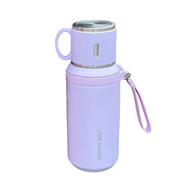Φορητό παγούρι-θερμός με κούπα – 650ml – 219507 – Purple