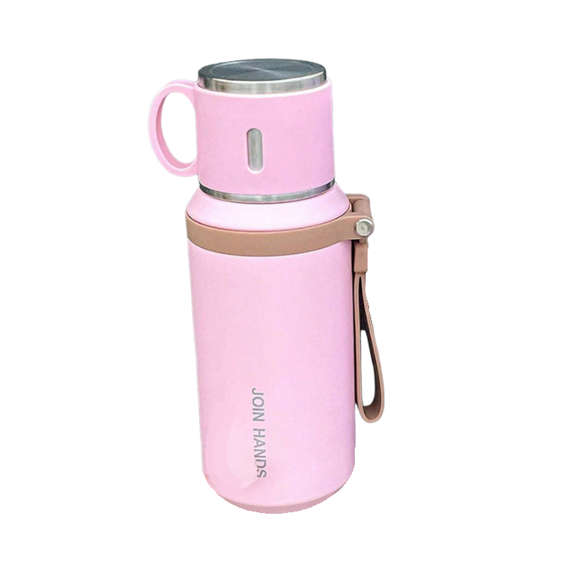 Φορητό παγούρι-θερμός με κούπα – 650ml – 219507 – Pink