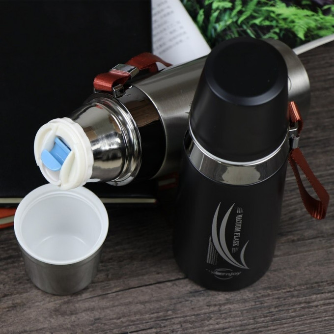 Φορητό παγούρι-θερμός με ποτήρι – 750ml – 954279 – Black