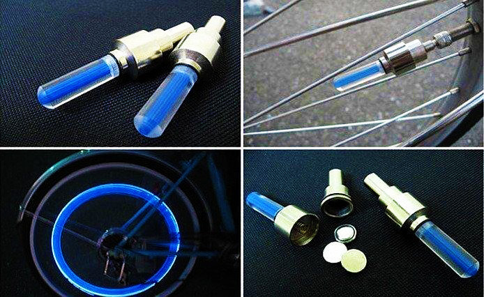Καπάκι βαλβίδας ποδηλάτου BIKE-0031, LED, 6.5cm, 2τμχ, μπλε