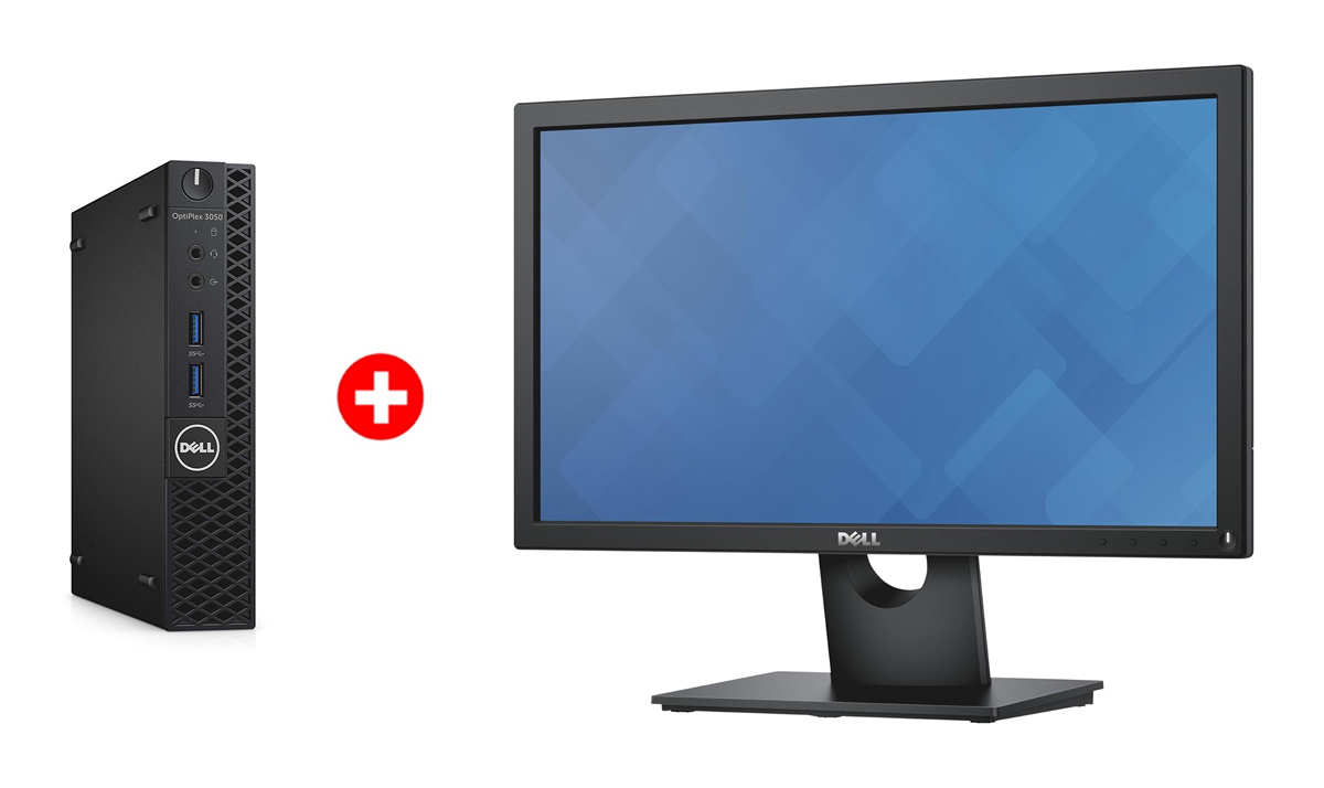 DELL PC OptiPlex 3050 Micro, Refurbished Grade A Repainted, i5-7500T, 8/256GB M.2, με οθόνη E2016H GB, με βάση