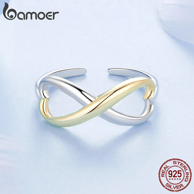 BAMOER δαχτυλίδι BSR622-E, ανοιγόμενο, ασήμι 925, ασημί/χρυσό