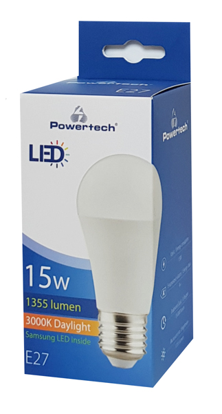 POWERTECH LED Λάμπα E27-008 15W, 3000K, E27, Samsung LED, IC