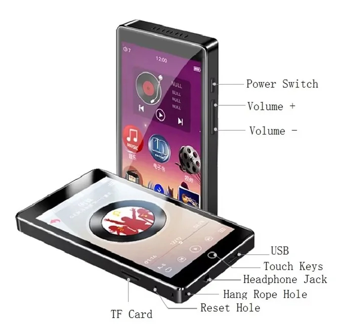 RUIZU MP3 player Η1 με οθόνη αφής 4″, 32GB, ελληνικό μενού, Bluetooth, μαύρο