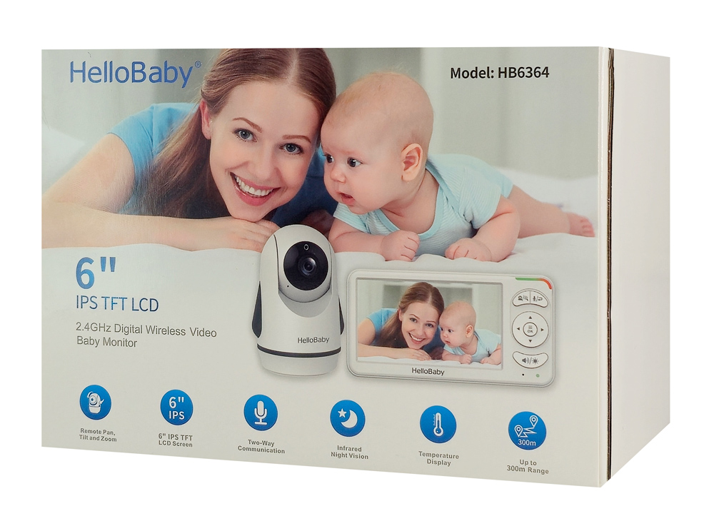 HELLOBABY ενδοεπικοινωνία μωρού HB6364 με κάμερα & οθόνη 6″, 720p, PTZ