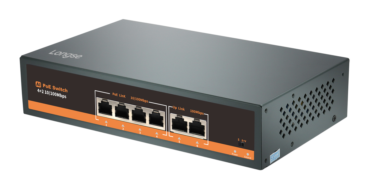 LONGSE PoE switch HT42FA με 4x LAN & 2x WAN θύρες, 10/100Mbps