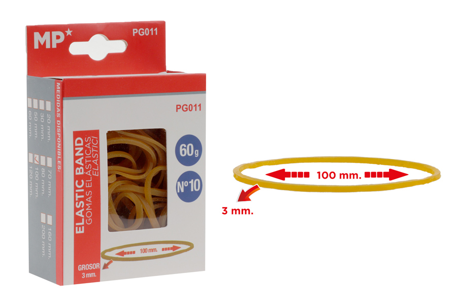 MP λαστιχάκια συσκευασίας PG011 σε κουτί, No10, 3x100mm, 60g