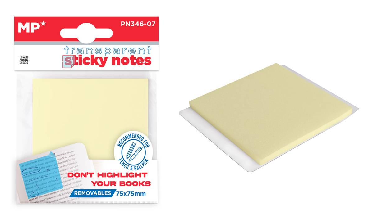 MP αυτοκόλλητα χαρτάκια σημειώσεων PN346-07, 75x75mm, διάφανα, 50τμχ