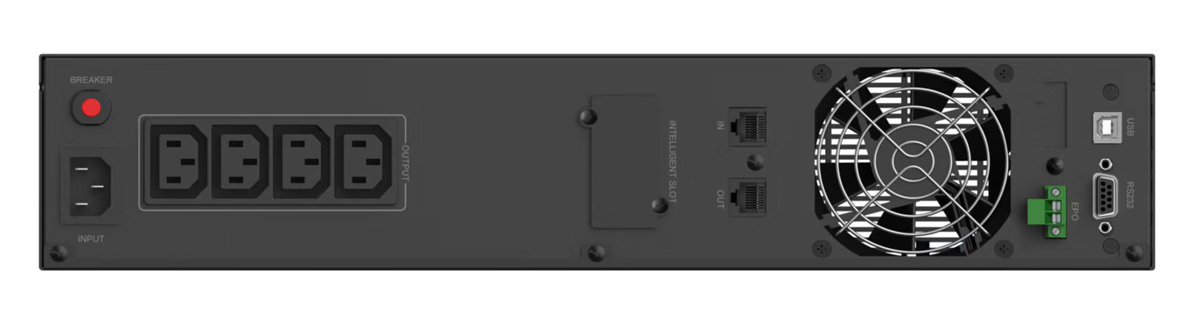 POWERTECH UPS Line Interactive PT-1408 για rack 2U, με οθόνη, 2200VA/1540W, 4x DC output