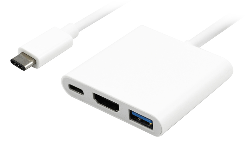 POWERTECH docking station PTH-038, 3 θυρών, USB-C σύνδεση, 4K, λευκό