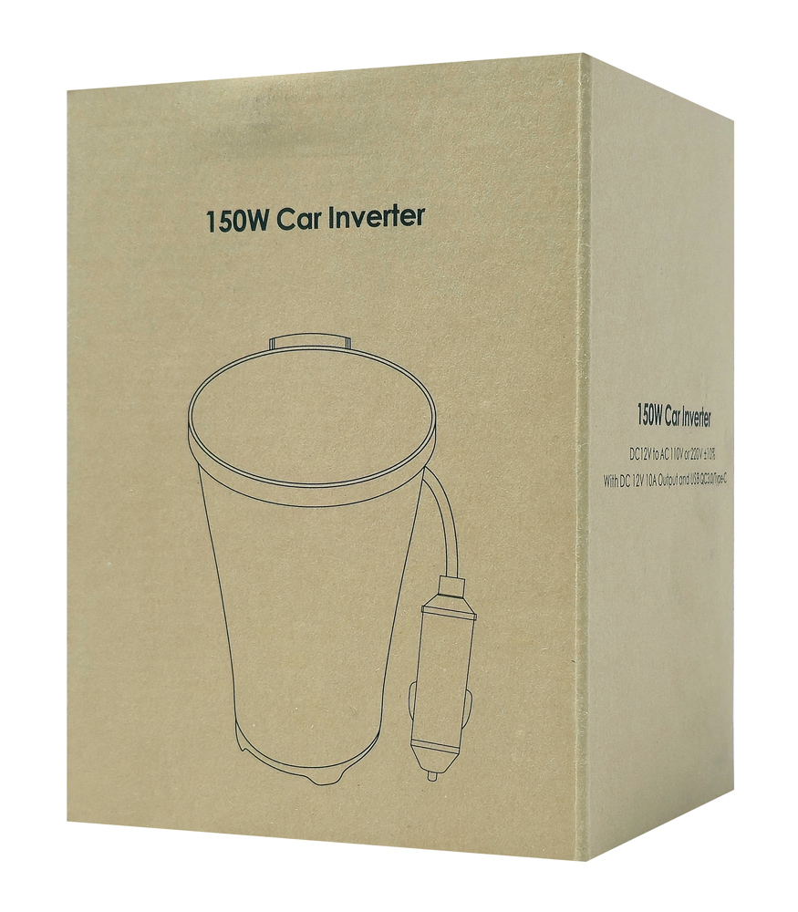POWERTECH inverter αυτοκινήτου PTL-022, 150W, 12V DC σε 220V AC, με USB/USB-C