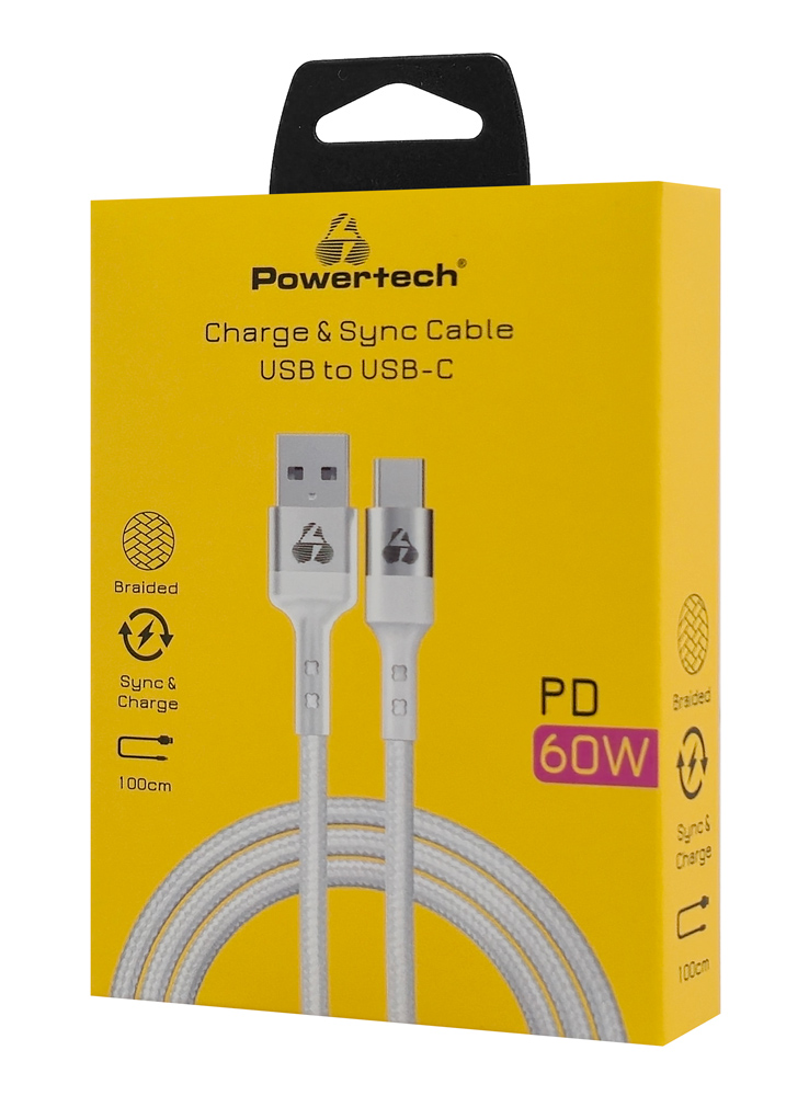 POWERTECH καλώδιο USB-C σε USB PTR-0160, 60W, 480Mbps, 1m, λευκό