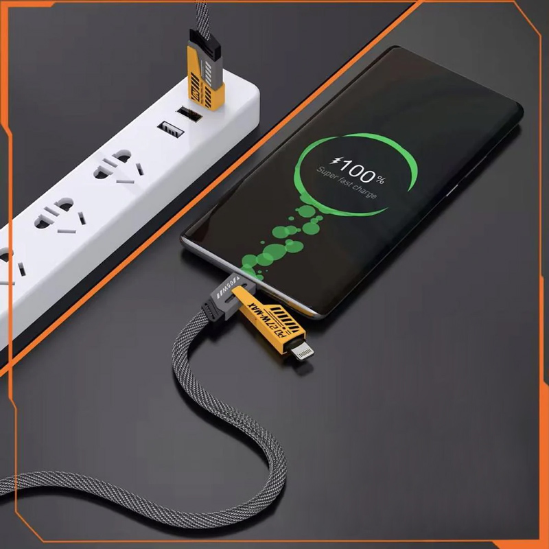 POWERTECH καλώδιο USB-C/USB σε USB-C/Lightning PTR-0164, 65W, 480Mbps, 1m, μαύρο
