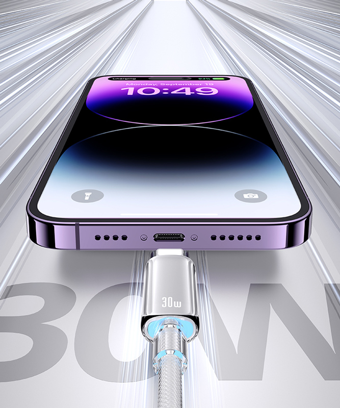 USAMS καλώδιο Lightning σε USB-C US-SJ659, 30W, 480Mbps, 1.2m, μαύρο
