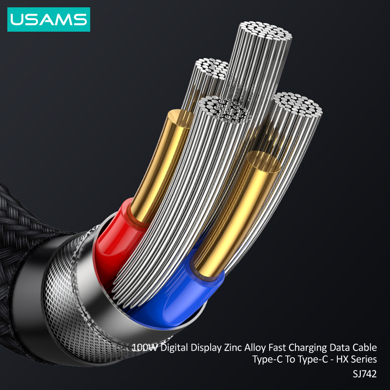 USAMS καλώδιο USB-C SJ742, 100W, 480Mbps, 1.2m, λευκό