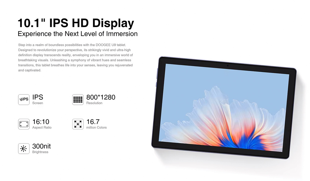 DOOGEE tablet U9, 10.1″, 3/64GB, Android 13, 5060mAh, γκρι