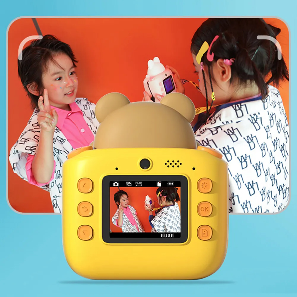 WOWKIDS παιδική φωτογραφική μηχανή K64 με εκτυπωτή, 26MP, 2″, κίτρινη