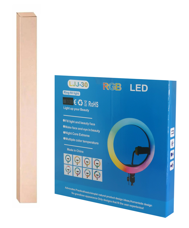 Φωτιστικό δαχτυλίδι LED ZD67D με τρίποδα, Φ30cm, 11W, RGB -BNDL