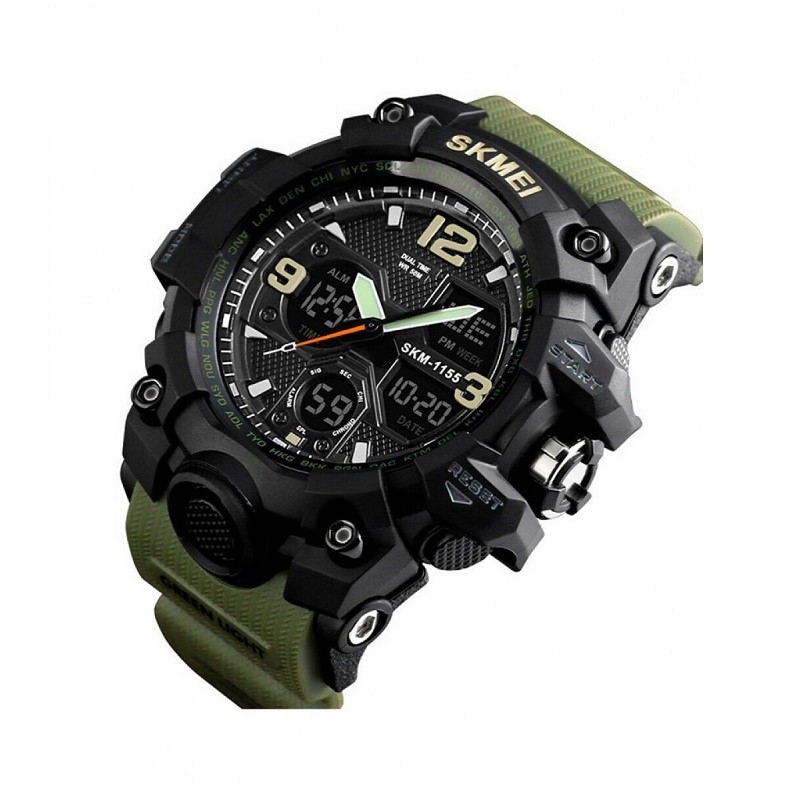 Ψηφιακό/αναλογικό ρολόι χειρός – Skmei - 1155 - Green