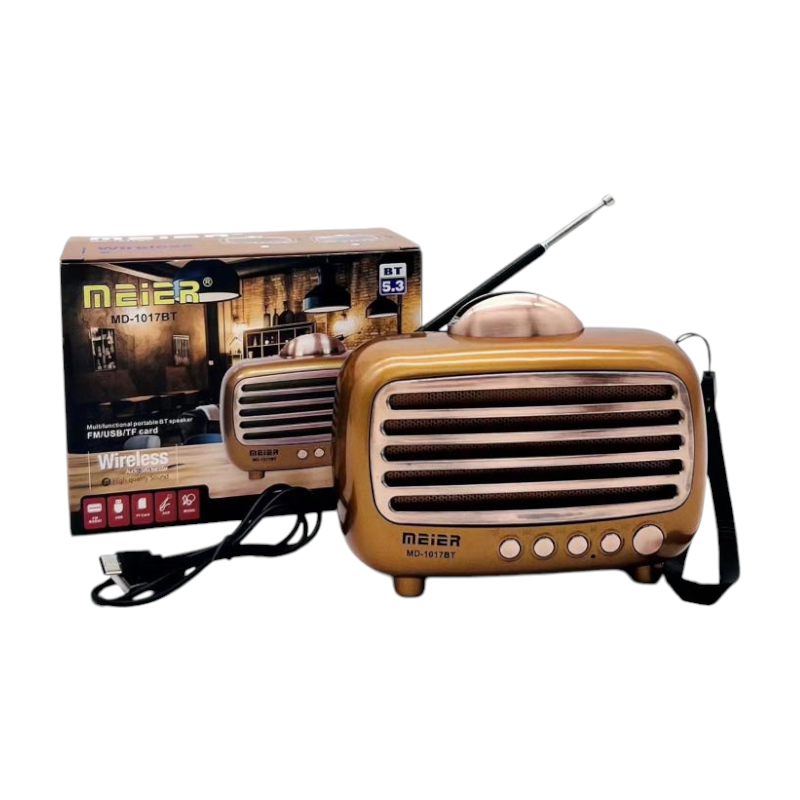Επαναφορτιζόμενο ραδιόφωνο Retro – MD-1017 BT – 410171 – Gold