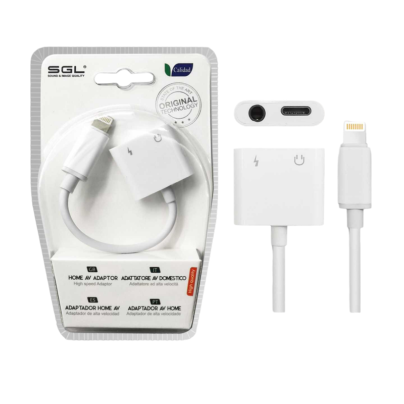 Αντάπτορας για iOs 2in1 – Lightning σε έξοδο Jack & φόρτισης – T57 – 096087
