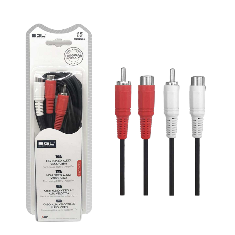 Καλώδιο σήματος RCA – 1546 – 2xRCA m-f/2xRCA m-f – 1.5m – 096223