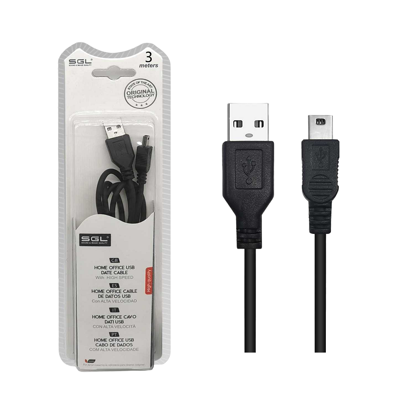 Καλώδιο μεταφοράς δεδομένων – Data – 3S – USB-A male/USB mini male – 3m – 097190