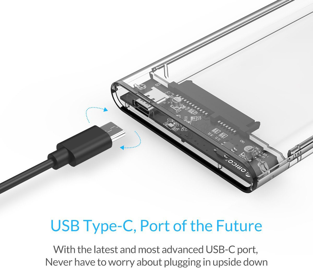 ORICO θήκη για 2.5″ SATA HDD/SSD 2139C3, 5Gbps, διάφανη