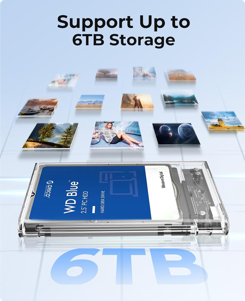 ORICO θήκη για 2.5″ SATA HDD/SSD 2139U3, 5Gbps, διάφανη