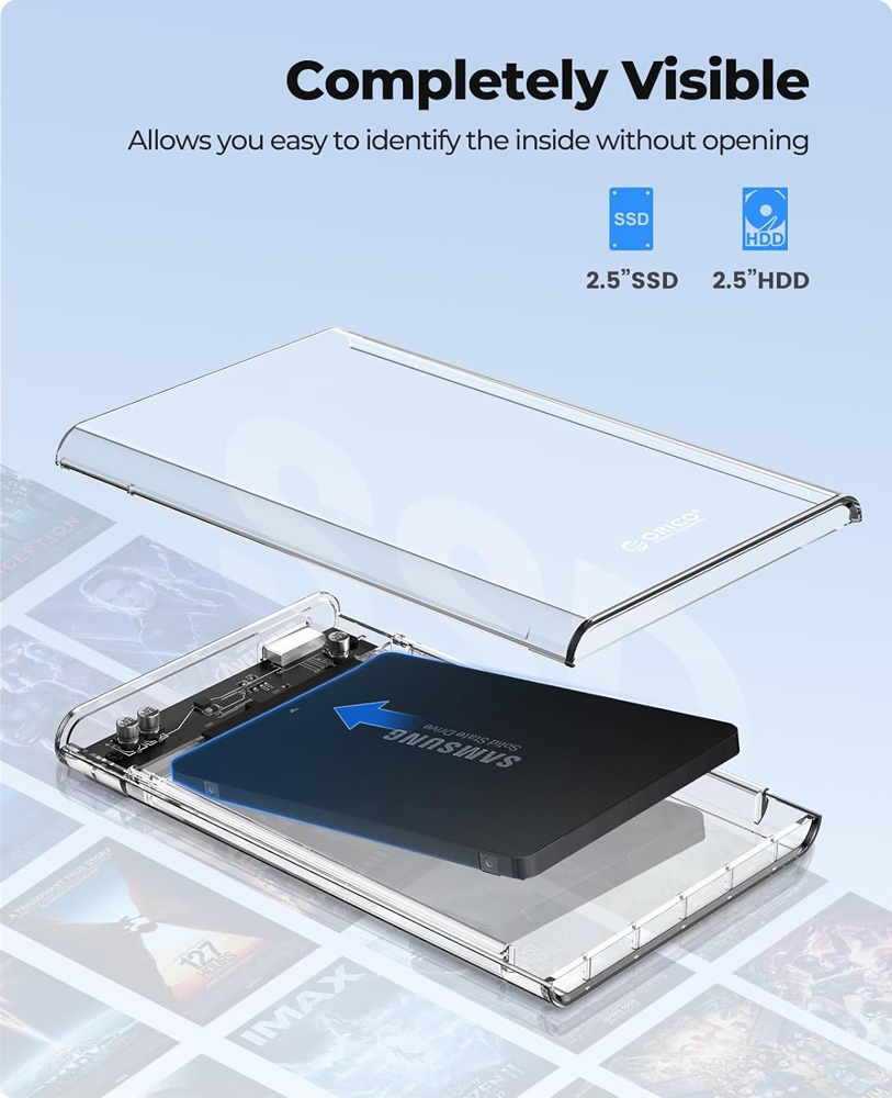ORICO θήκη για 2.5″ SATA HDD/SSD 2139U3, 5Gbps, διάφανη
