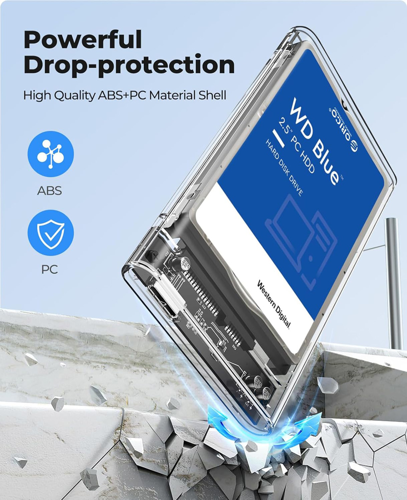 ORICO θήκη για 2.5″ SATA HDD/SSD 2139U3, 5Gbps, διάφανη