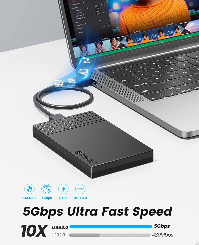 ORICO θήκη για 2.5″ SATA HDD/SSD 2526U3-V1, 5Gbps, μαύρη
