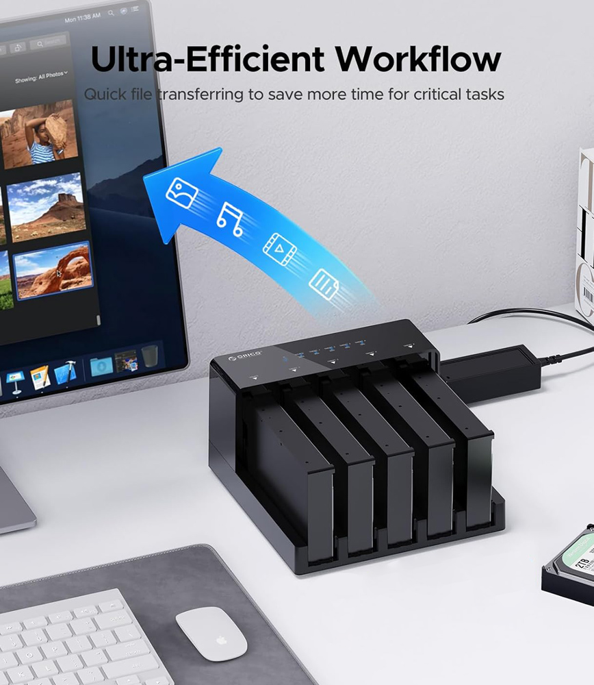 ORICO docking station για 2.5″ ή 3.5″ SATA HDD/SSD 6558US3-C, 5 θέσεων, 5Gbps, clone function, μαύρο