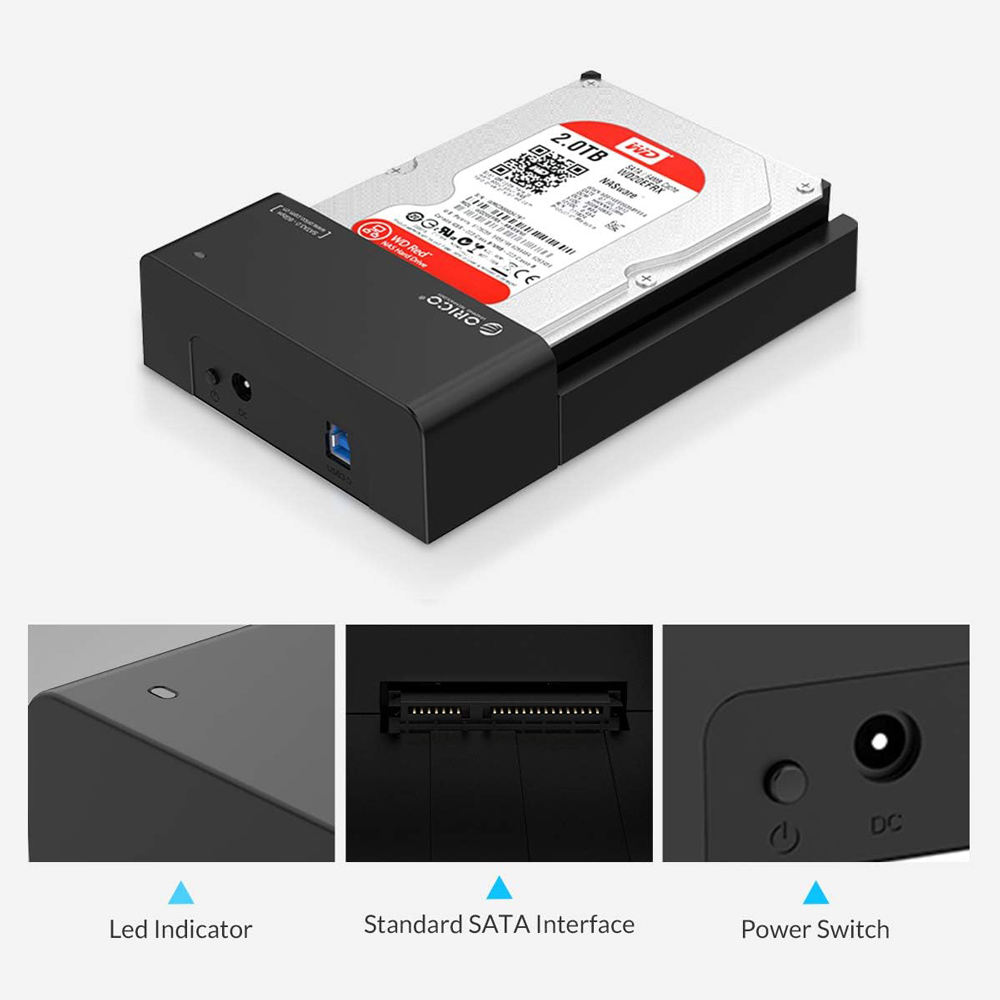 ORICO docking station για 2.5″ ή 3.5″ SATA HDD/SSD 6518US3-V2, 5Gbps, μαύρο