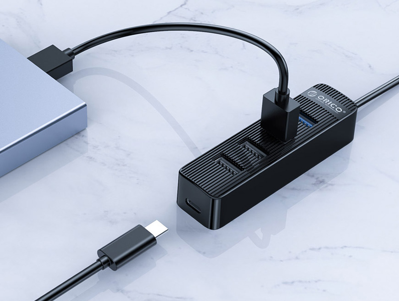 ORICO USB hub TWU32-4A, 4x θυρών, USB 3.0, 5Gbps, USB σύνδεση, μαύρο