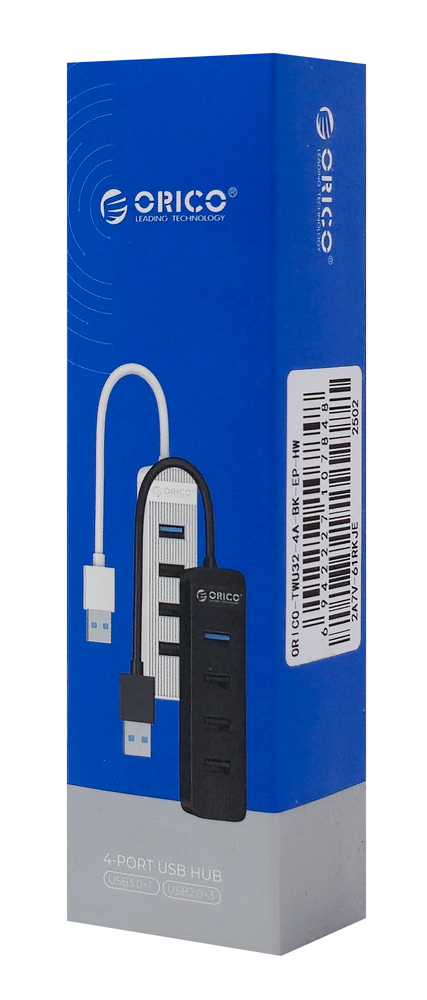 ORICO USB hub TWU32-4A, 4x θυρών, USB 3.0, 5Gbps, USB σύνδεση, μαύρο